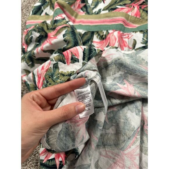 NWT Loft Paradise Tiered Maxi Dress Linen Tropical Leaf Floral Print Long 16 - Picture 7 of 13